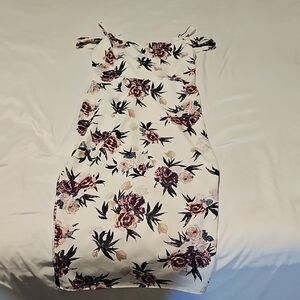 Boohoo Cream and Purple Floral Mini Dress